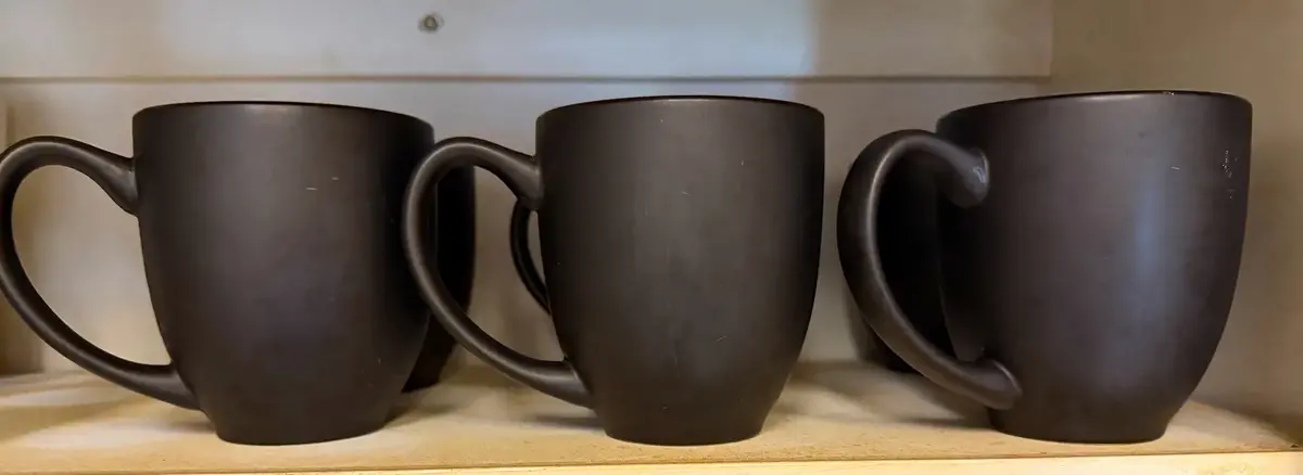 Set of 6 Matte Black Ceramic Coffee Mugs