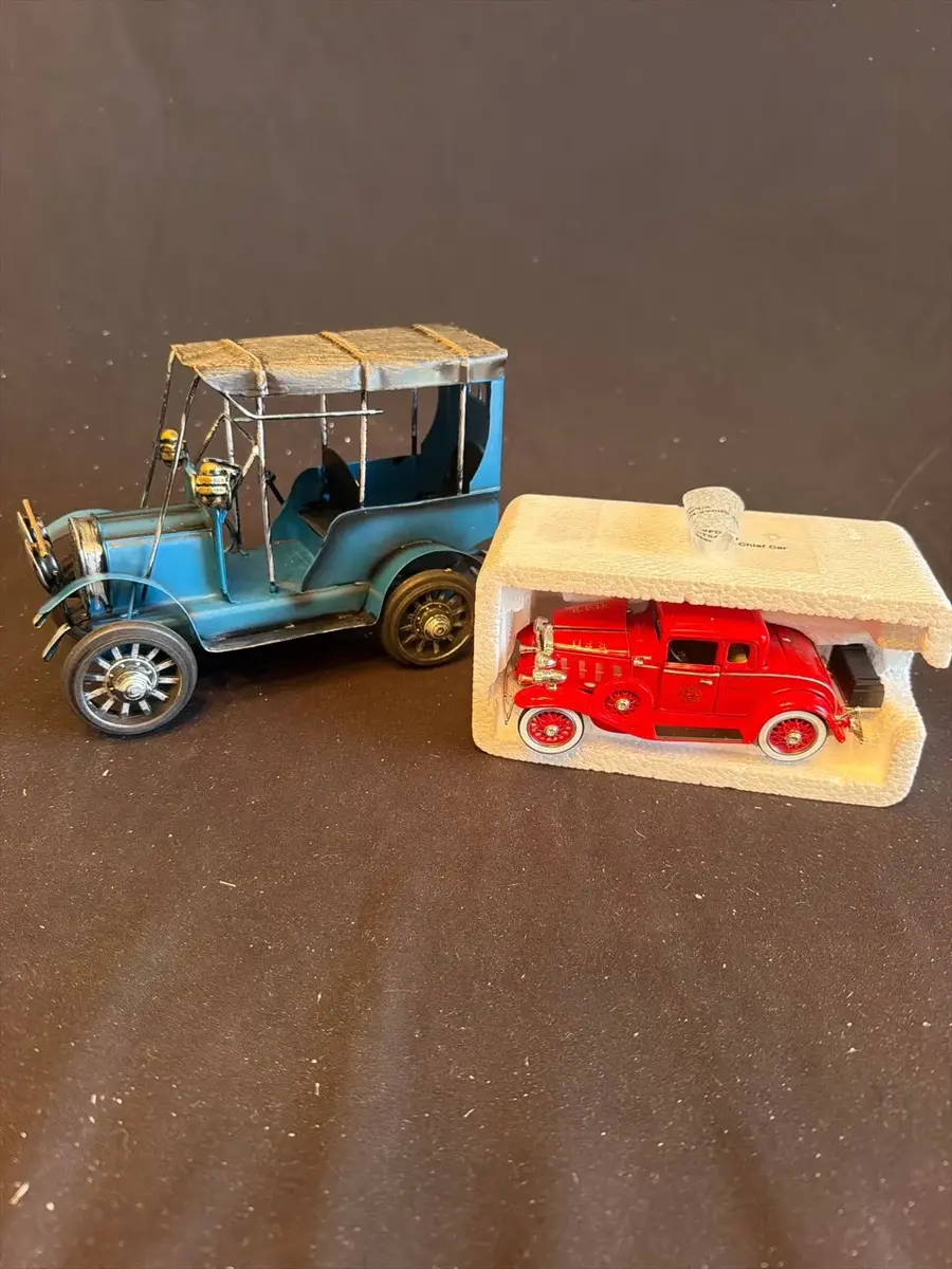 Vintage-Style Model Automobile & Fire Engine Collectibles – Lot of 2