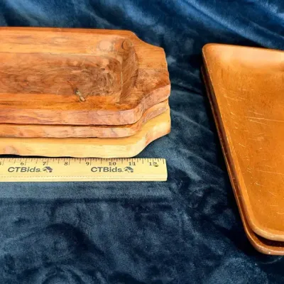 Vintage Hand-Carved Scalloped Wooden