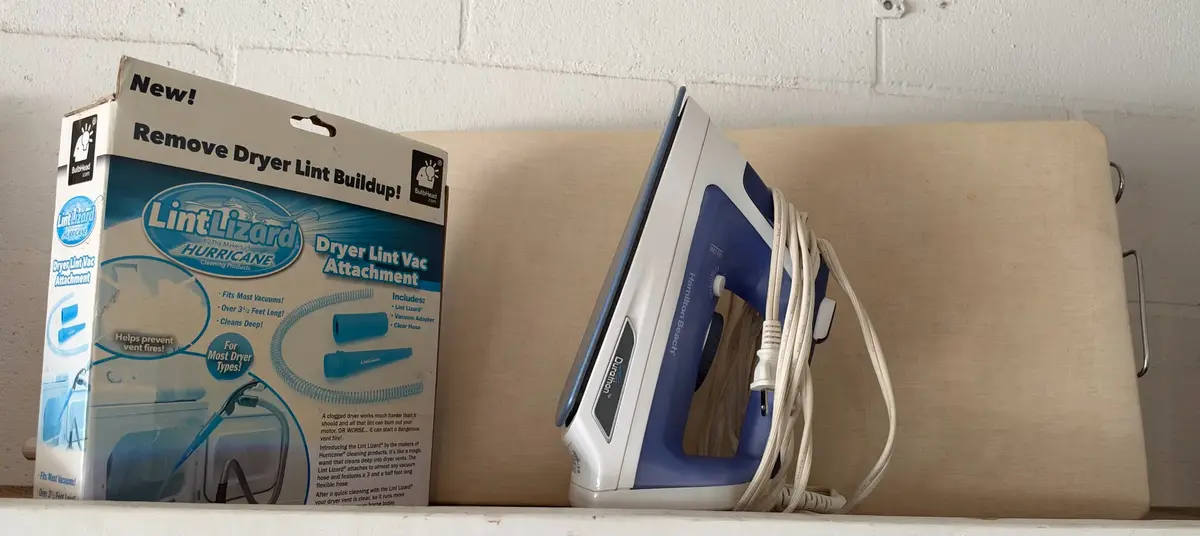 Hamilton Beach Steam Iron, Small Ironing Board & Lint Lizard Dryer Vent Cleaning Kit