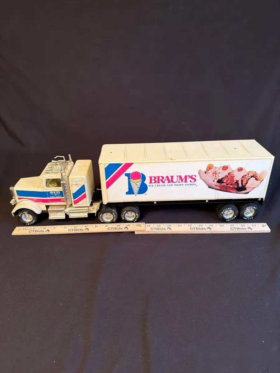 Vintage Braum’s Ice Cream & Dairy Stores Semi Truck & Trailer – Large Advertising Collectible