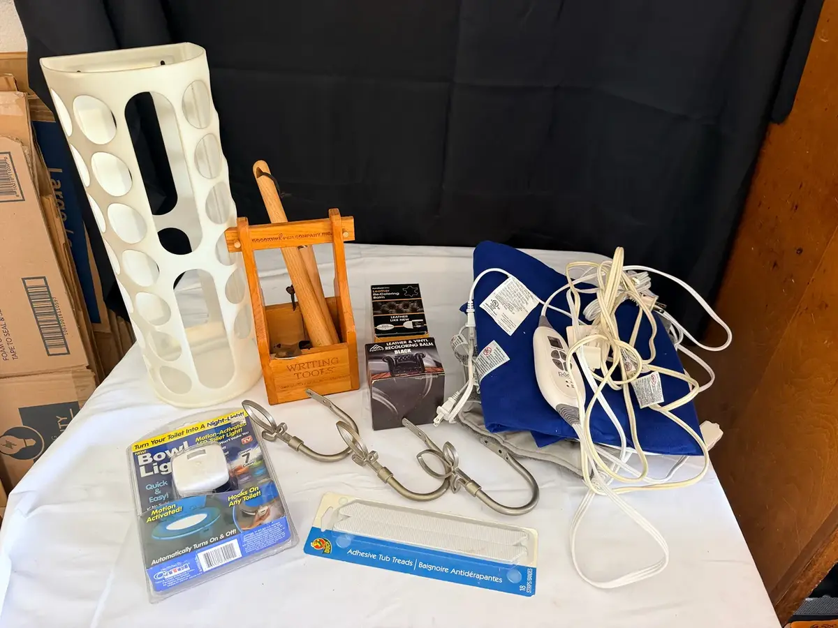 Assorted Household & Home Improvement Lot – Heating Pads, Hardware & Accessories