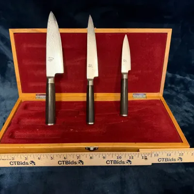 Shun Classic 3-Piece Knife Set - Mint Condition Damascus Japanese Chef Knives & Beautiful HOSHANHO  