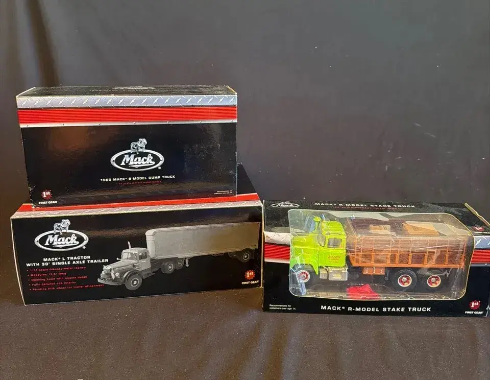 Lot of 3 First Gear Mack Die-Cast Model Trucks – 1:34 Scale – Boxed