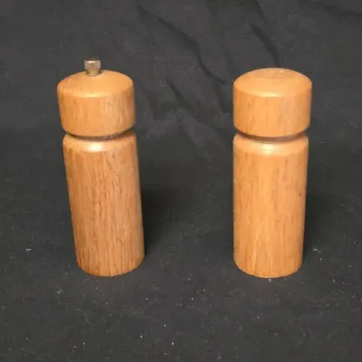 Mid-Century Modern Wooden Salt Shaker & Pepper Mill Grinder Set