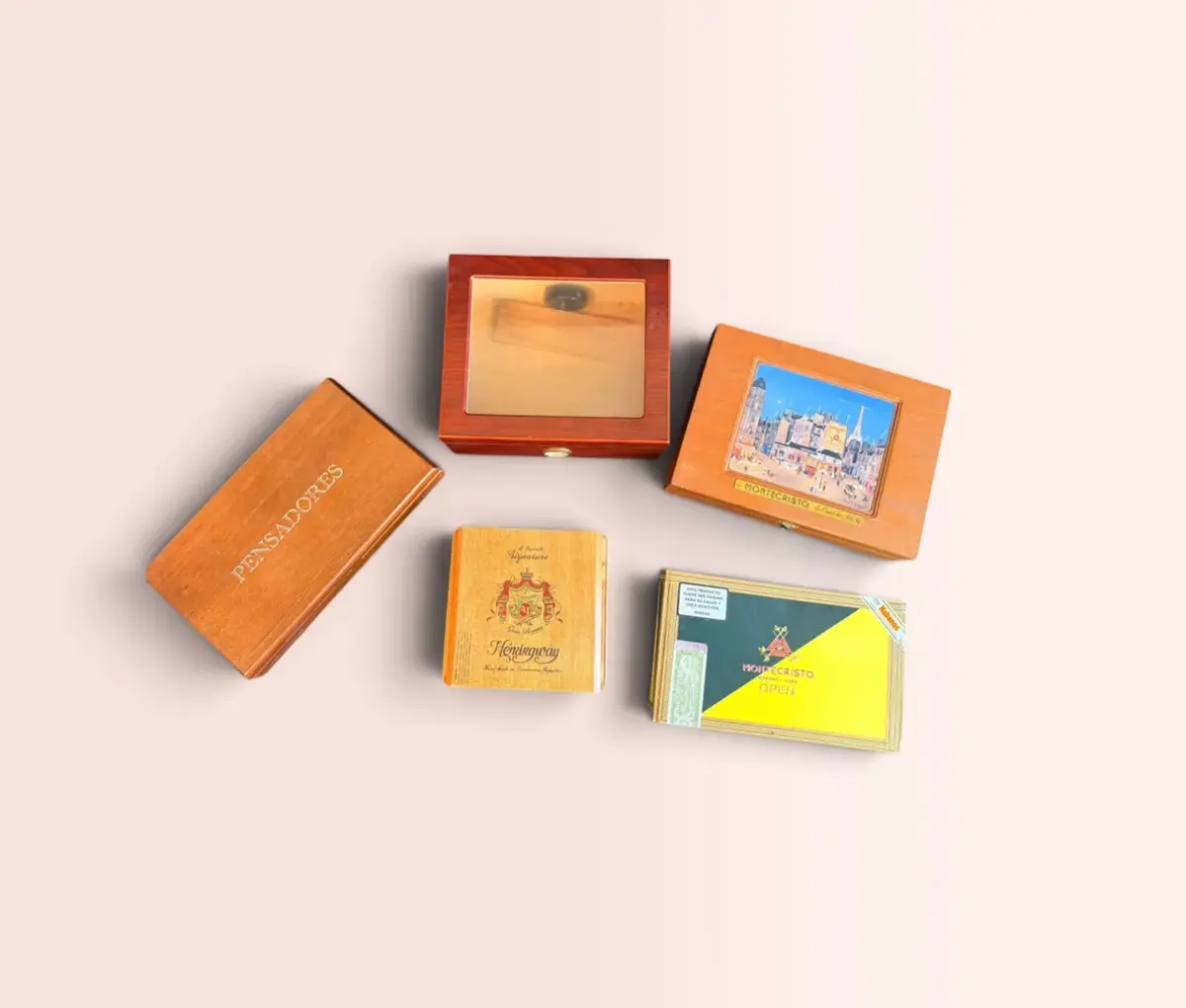 Assorted Vintage Wooden Cigar Boxes – Pensadores, Montecristo & More
