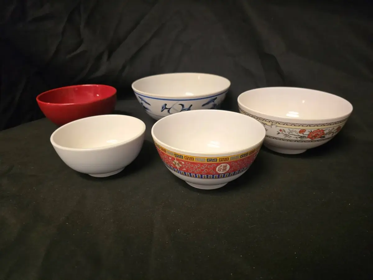 Assorted Asian Style Bowls - Set of 5 (Rice, Soup, & Noodle Bowls)