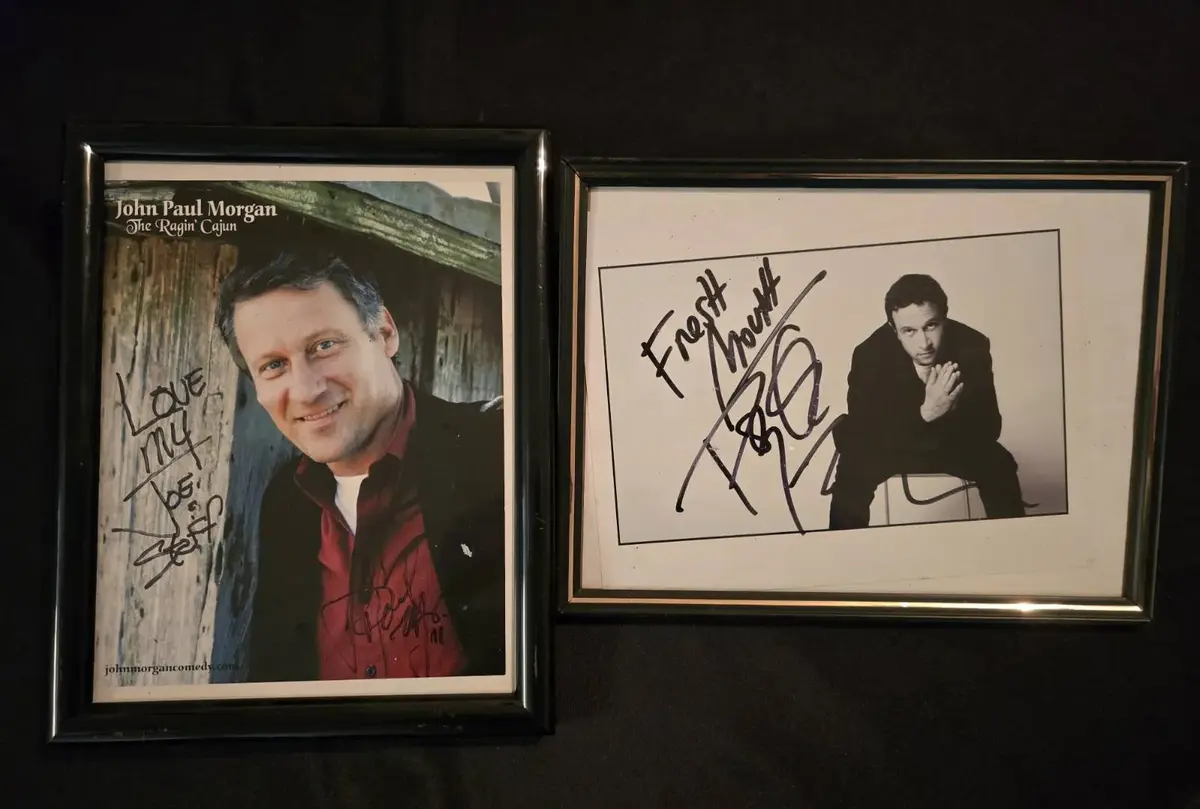 Autographed John Paul Morgan "The Ragin' Cajun" And Pauly Shore Framed Photos 