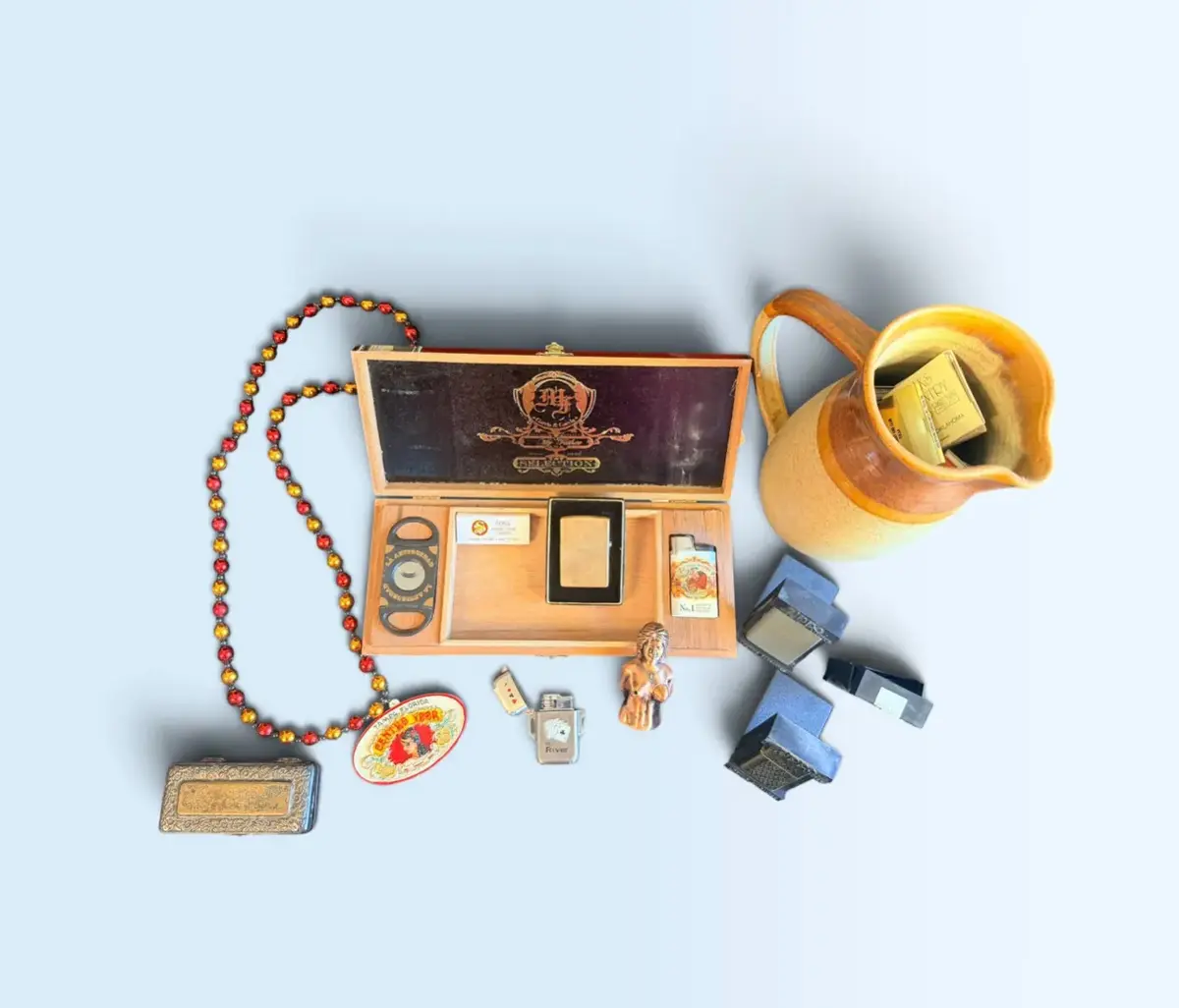 Vintage Smoking & Cigar Collectibles Lot – Zippo Lighters, My Father Cigar Box & Accessories