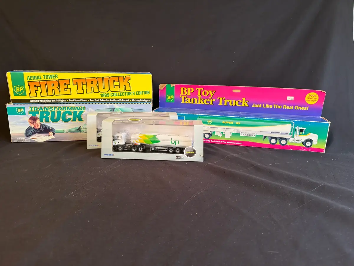 Vintage BP Collectible Truck Collection – Tanker, Transforming Gas Station, Fire Truck & Oxford Haul