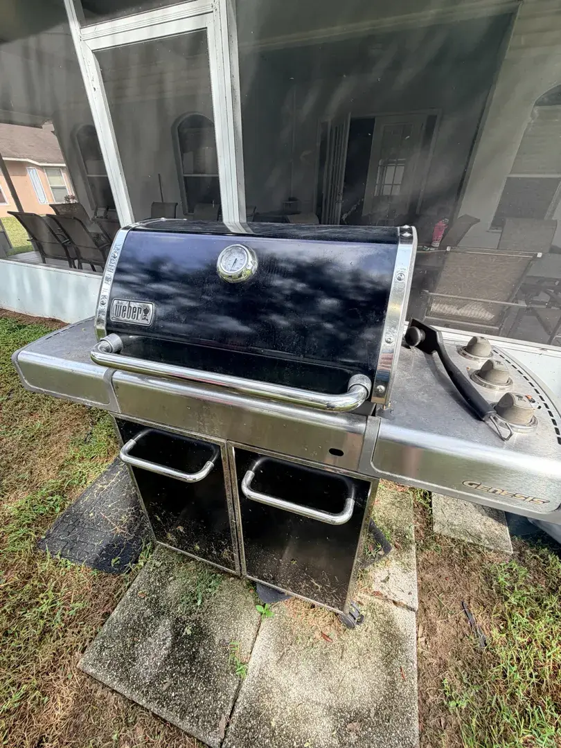 Weber Genesis 3-Burner Gas Grill with Cover, Grill Rocks & Skewers 