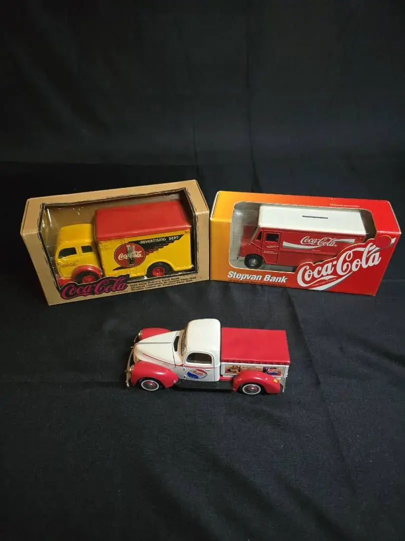 Vintage Die-Cast Toy Delivery Trucks Lot of 3 - Coca-Cola Banks & Pepsi Ford Pickup