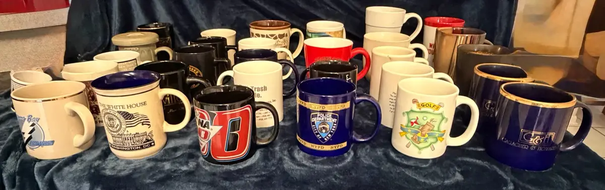 42-Piece Assorted Mug Collection – White House, NYPD, Sports, Golf & More