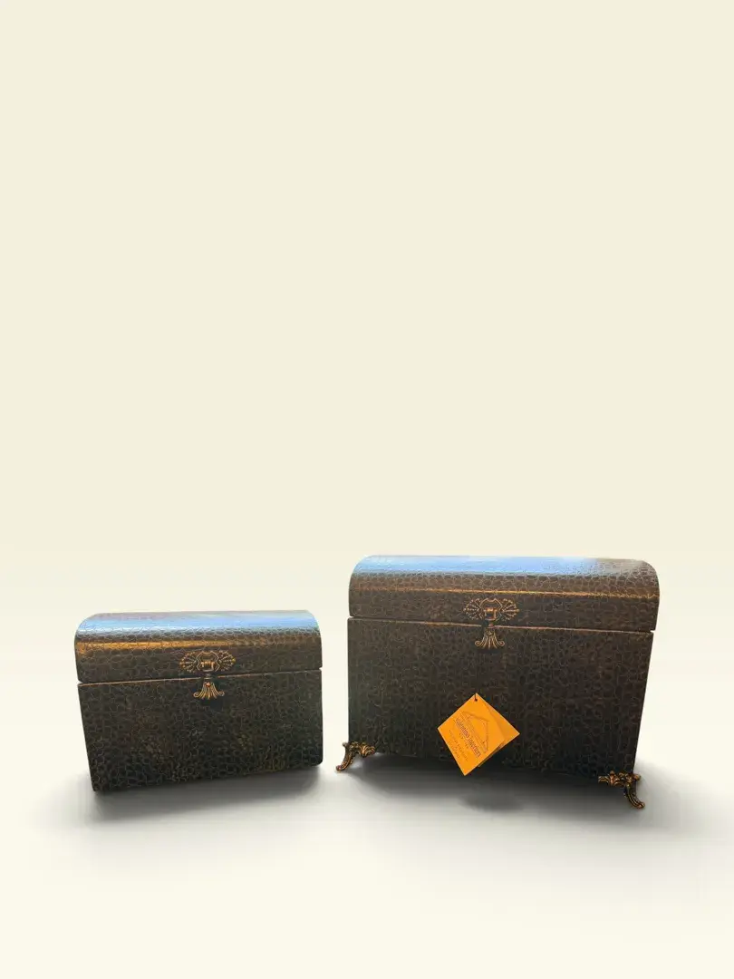 Set of 2 Valentina Interiors Faux Crocodile Decorative Storage Chests