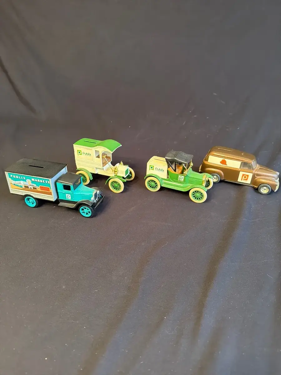 Publix Advertising Die-Cast Vehicle Bank Collection – 4 Vintage-Style Trucks