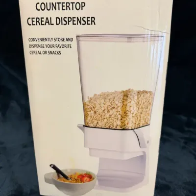 Keywords): Countertop Cereal Dispenser 5.5L Airtight Dry Food Storage Organizer White NWOT