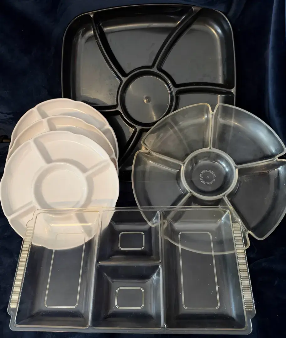 Multi-Compartment Serving Trays and Plates Set
