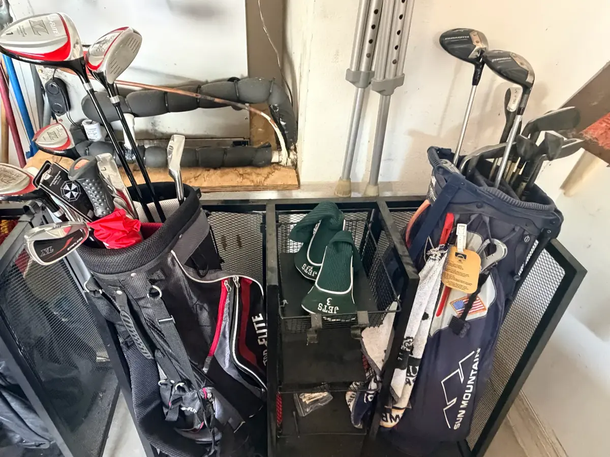 Golf Club & Accessories Lot – Callaway Paradym Woods, Yonex Irons, Sun Mountain Bag, Golf Rack 
