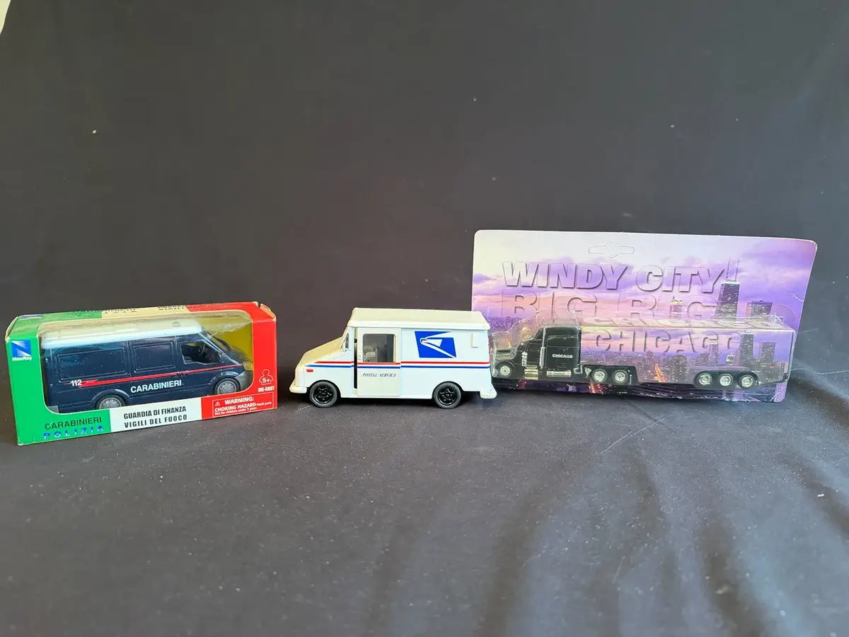 Die-Cast Service Vehicle Collection – USPS Mail Truck, Chicago Semi & Italian Carabinieri Van