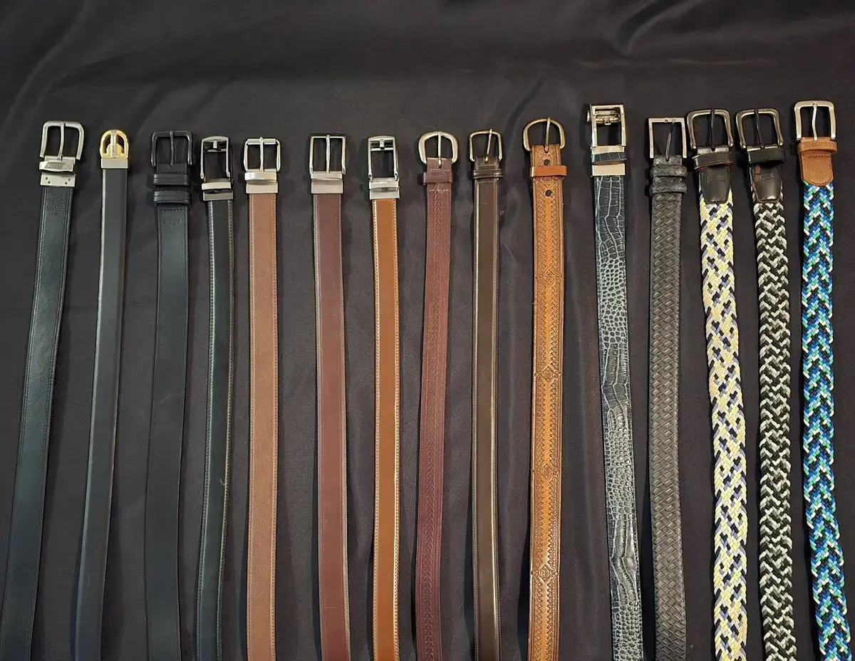 Huge Men’s Belt Lot (15 Belts + Leather Horse Buckle) – Leather, Braided, Western & Ratchet Styles 