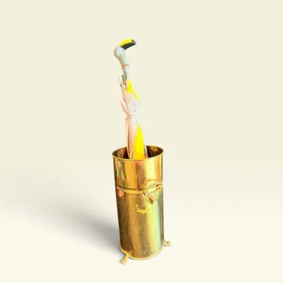 Brass umbrella Stand With Duck Umbrella