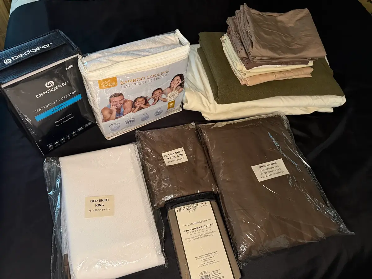 King Bedding & Linen Collection with Mattress Protectors, Sheet Sets & Army Blanket
