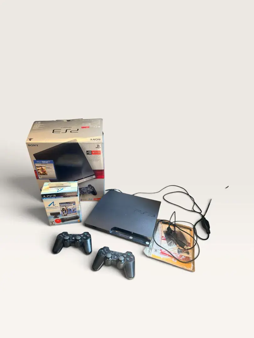 Sony PlayStation 3 Slim 250GB Console Bundle – 2 Controllers, Original Box & PS Move