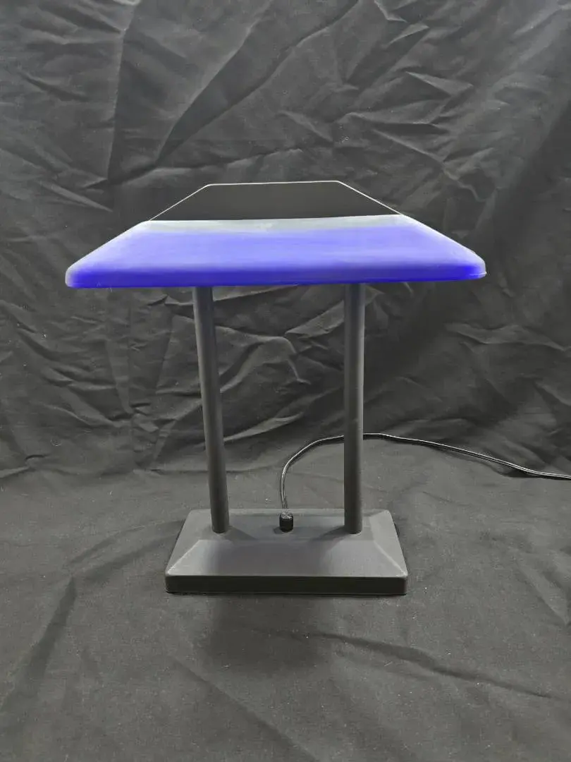 Modern Art Deco Style Desk Lamp – Cobalt Blue Frosted Glass Shade