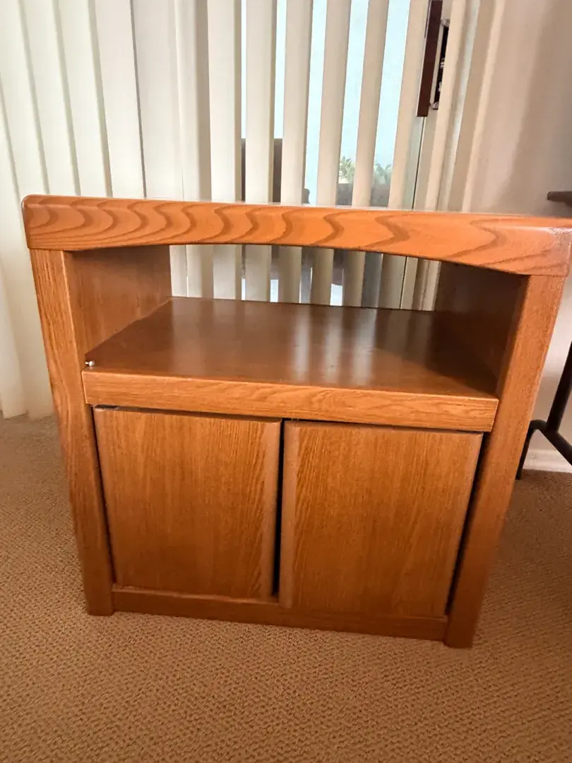 Oak Finish Media Cabinet / TV Stand with Storage