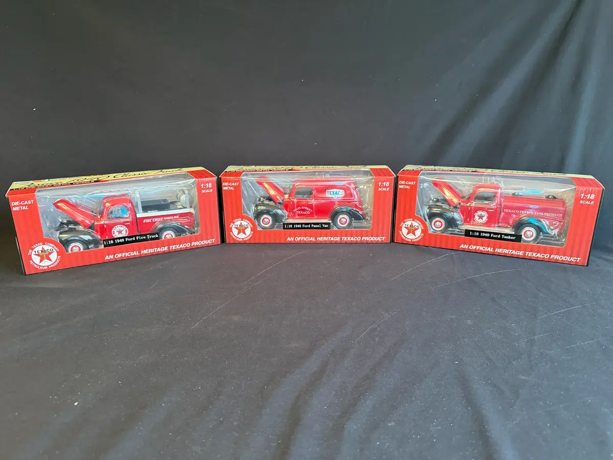 Texaco 1940 Ford Classic Trucks 1:18 Die-Cast Collection – Tanker, Panel Van & Fire Truck