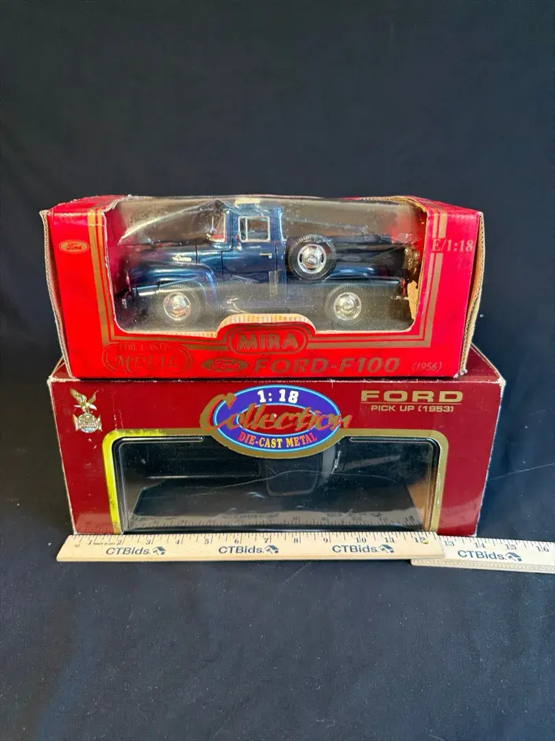 Pair of Vintage Ford Pickup 1:18 Die-Cast Models – 1956 F-100 & 1953 Pickup
