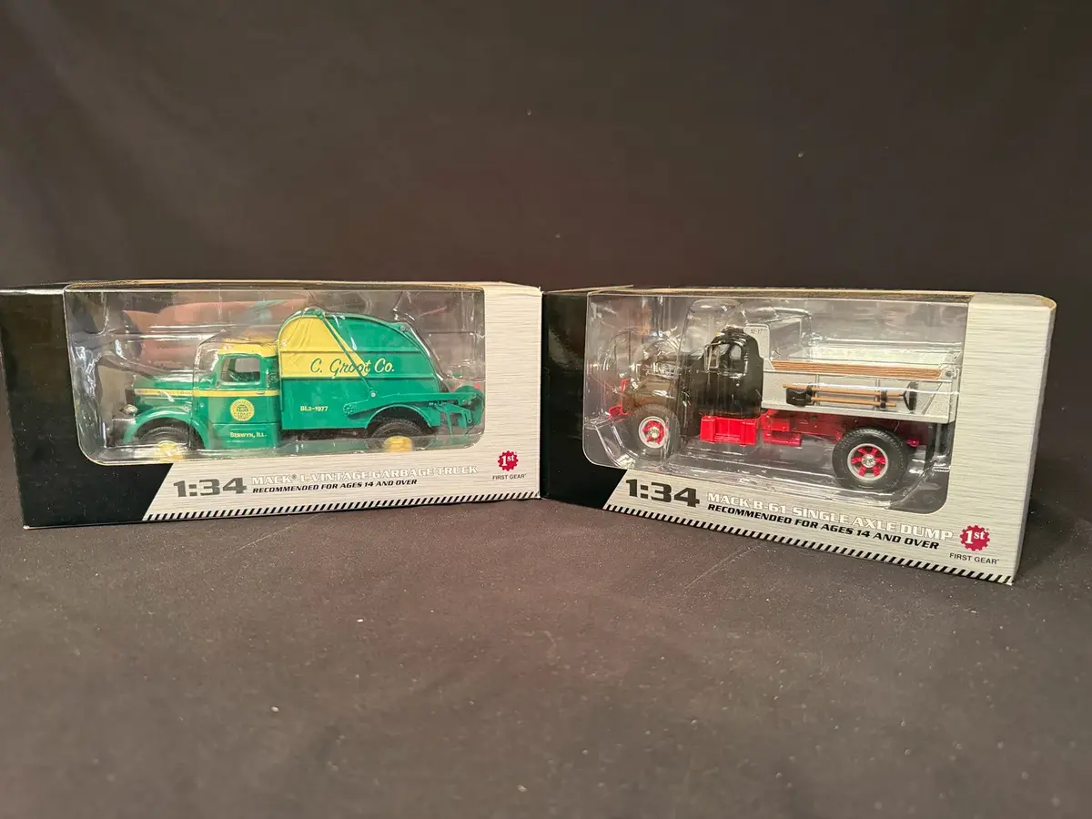 First Gear 1:34 Mack Vintage Garbage Truck & B-61 Dump Truck Die-Cast Models
