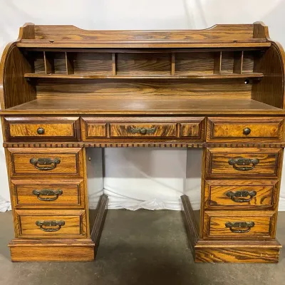 Vi Rage Oak Roll Top Secretary Desk