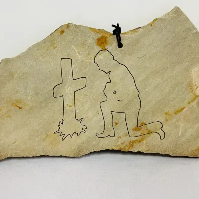 Praying Cowboy Stone Plaque