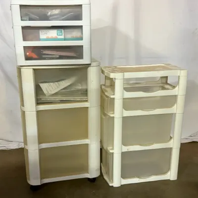 “Sterilite” Plastic Drawers and Office Supplies 