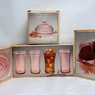 Vintage Pink Glass “Pink Recollection” Glassware 1