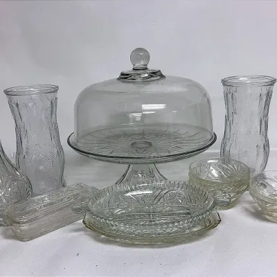 Vintage Style Clear Cut Glass Tableware 