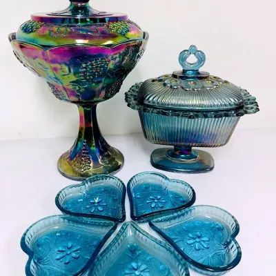 Blue Carnival Glass and More