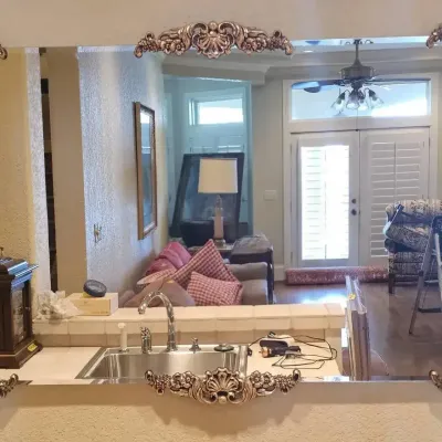 Stunning Hollywood Regency Frameless Beveled Wall Mirror!