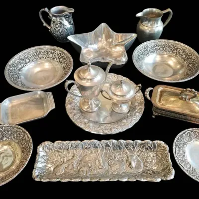 Fine Vintage Silver & Pewter Servingware: Wilton Armetale, Wallace, & Arthur Court 