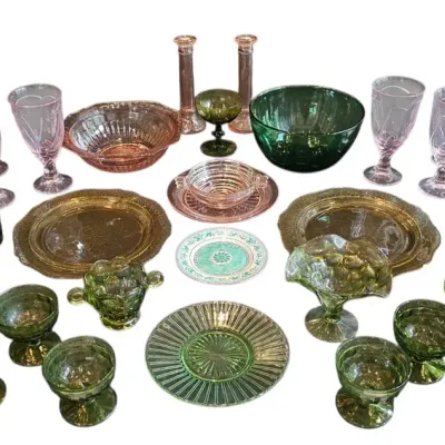 Vintage Pink, Green & Amber Depression / Mid-Century Glassware Collection
