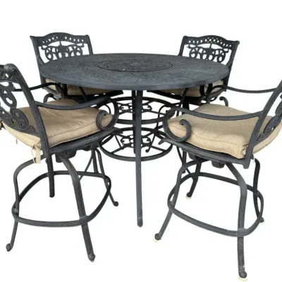 Cast Aluminum High-Top Patio Dining Set – Convertible Beverage Basin... Nice One!