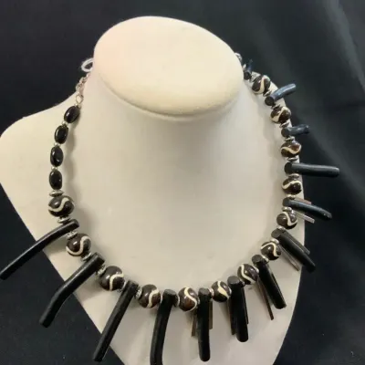 Black & Ivory Statement Beaded Necklace