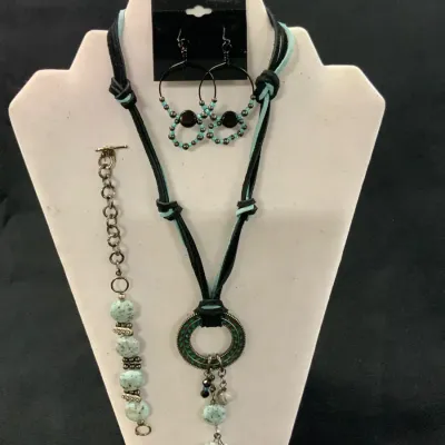 Turquoise & Black Artisan Jewelry Set