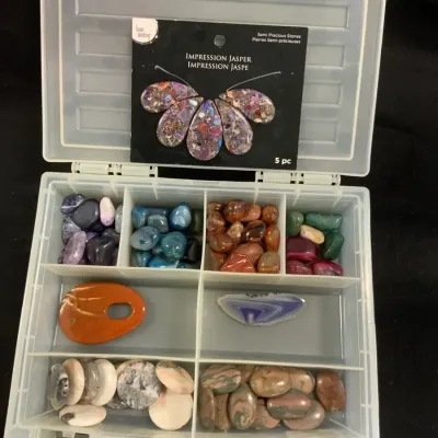 Polished Gemstone & Jasper Bead Collection with Organizer 