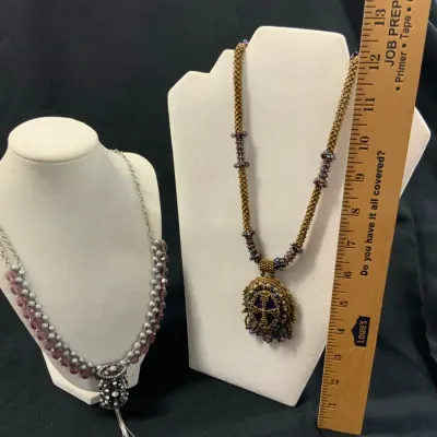 Elegant Beaded Statement Necklace Duo