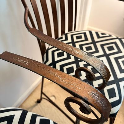 Two Upholstered & Brass-Toned Metal Counter Stools (B3-SA)