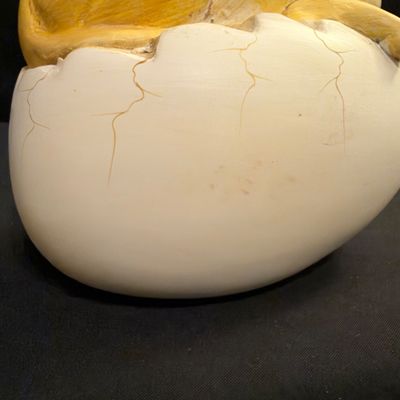 Mexican Folk Art Ceramic Cat Egg Figurine (B1-RG)