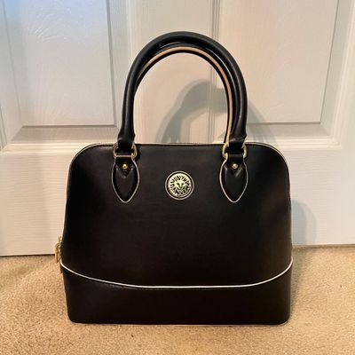 Anne Klein Black Dome Satchel Handbag (B3-KA)