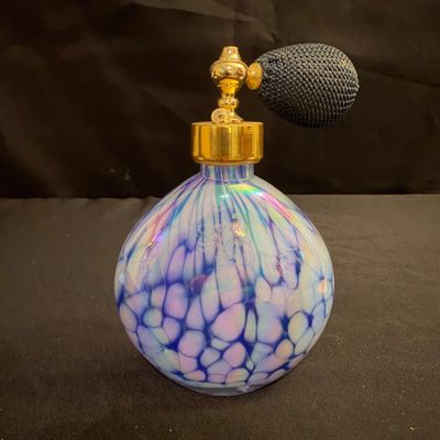 Iridescent Art Glass Perfume Bottle with Atomizer (B1-RG)